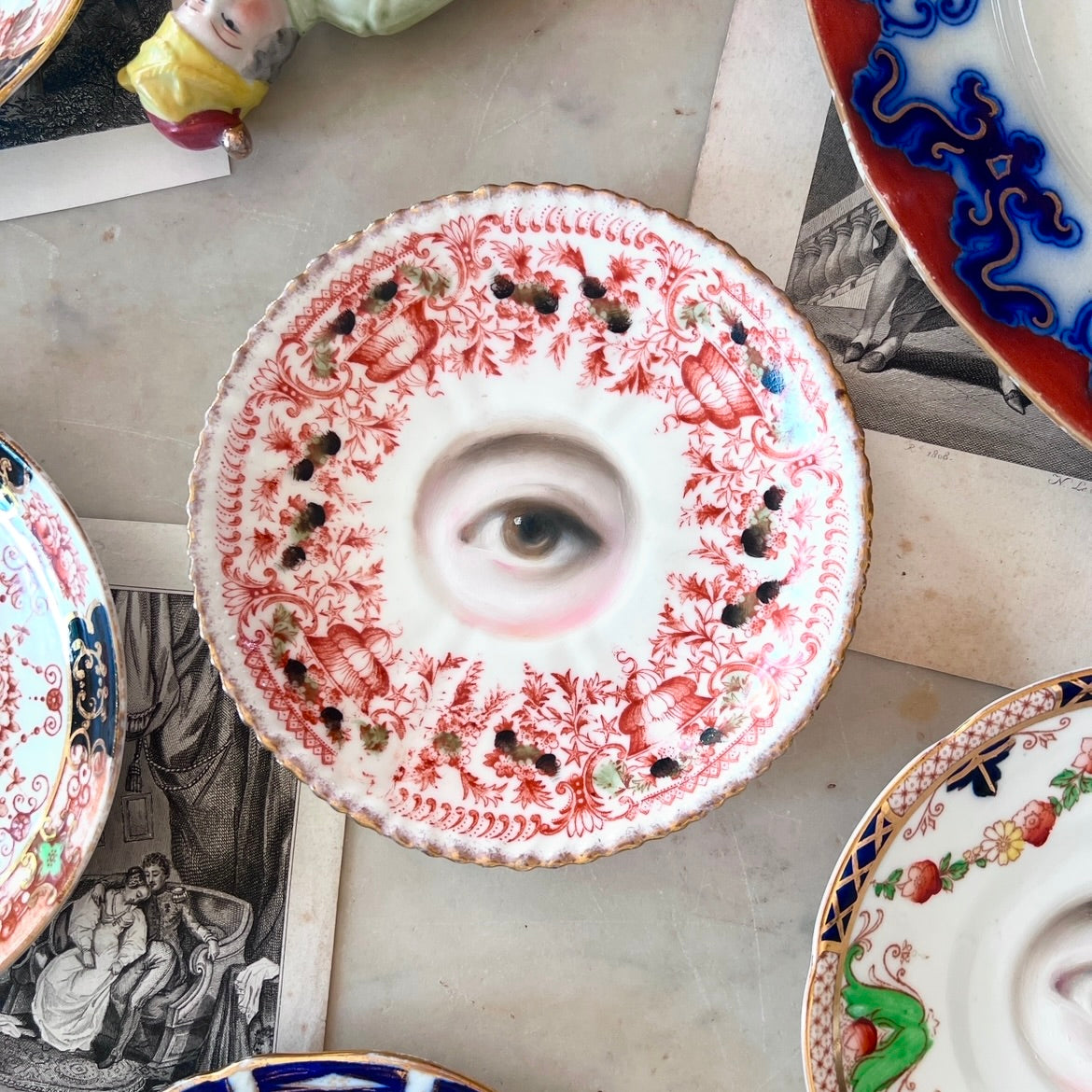 No. 3027 Lover's Eye Painting on an English Imari Plate