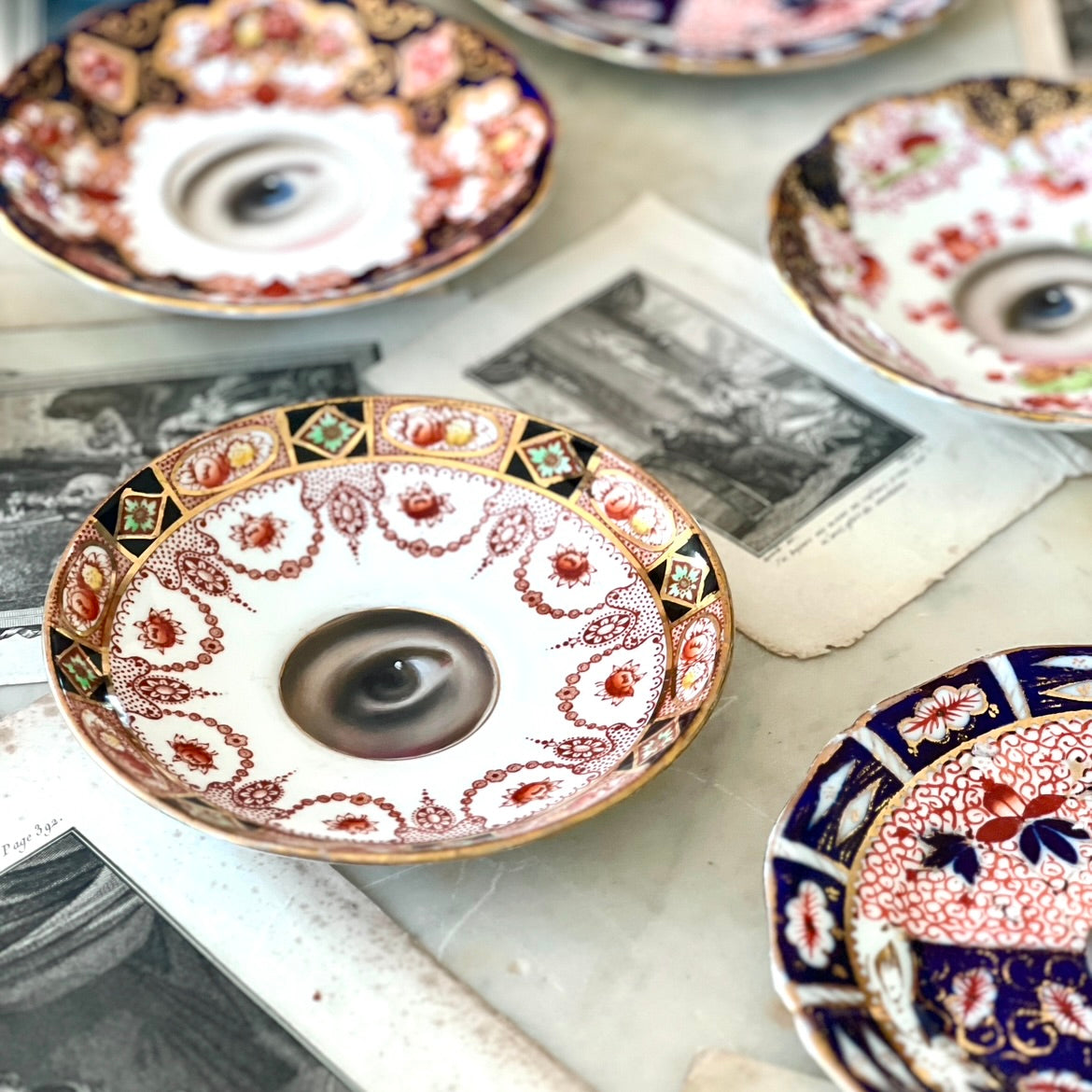No. 3024 Lover's Eye Painting on an English Imari Plate