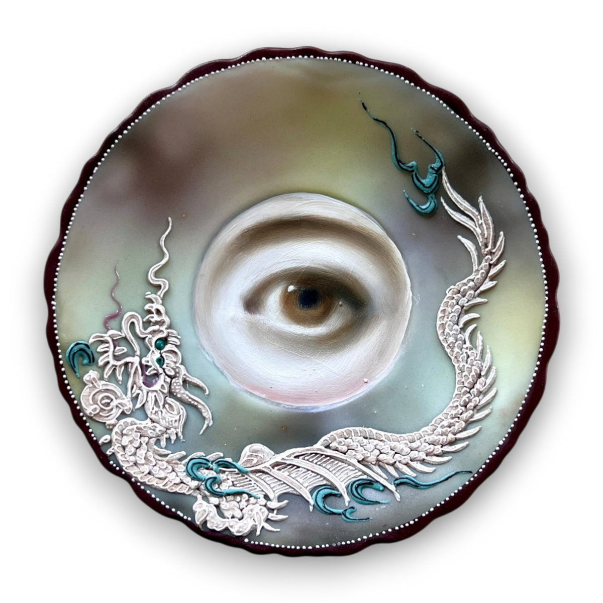 No. 3884 Lover’s Eye Painting on a Smoky Dragonware Plate