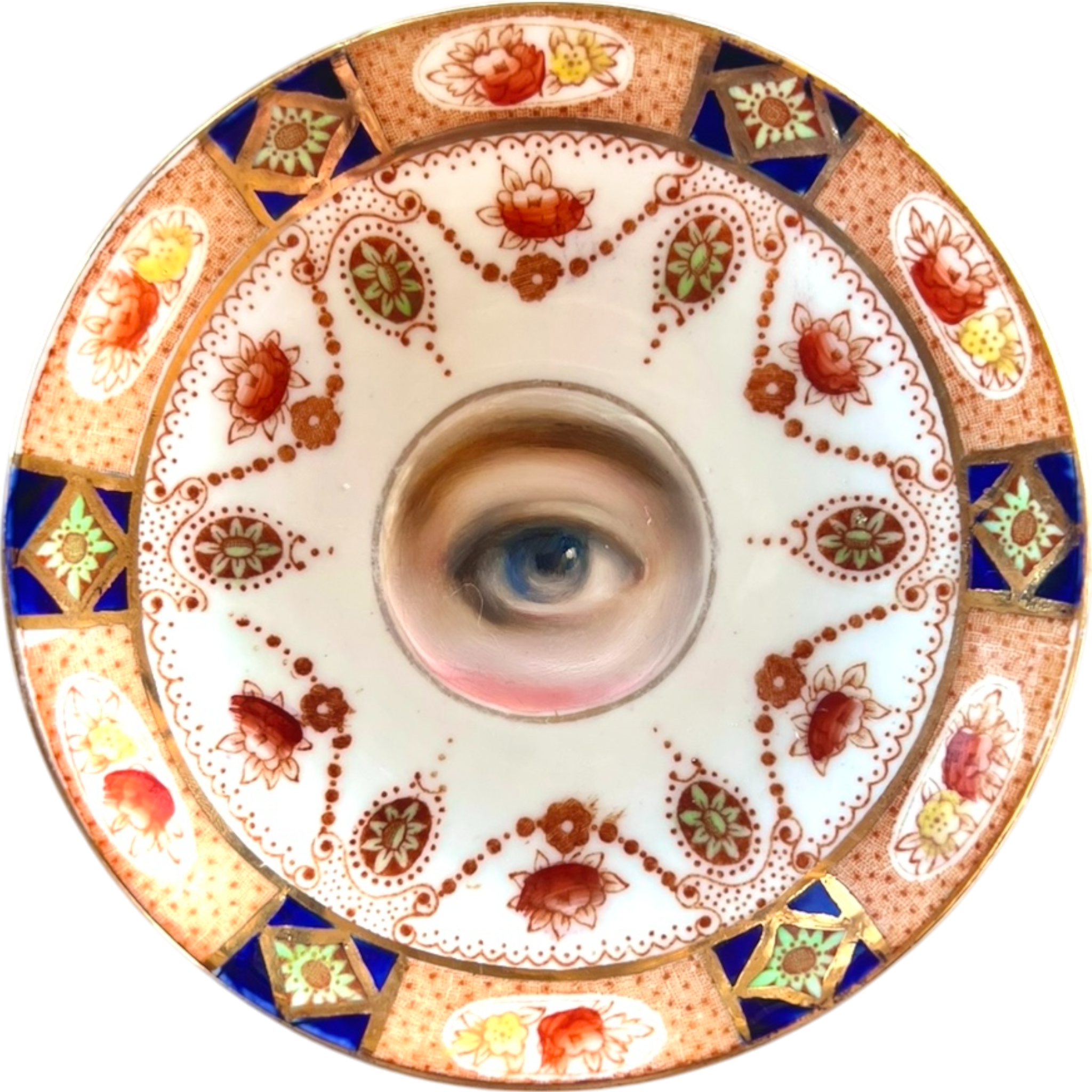 No. 2574 Lover's Eye Painting on a Mini English Imari Plate