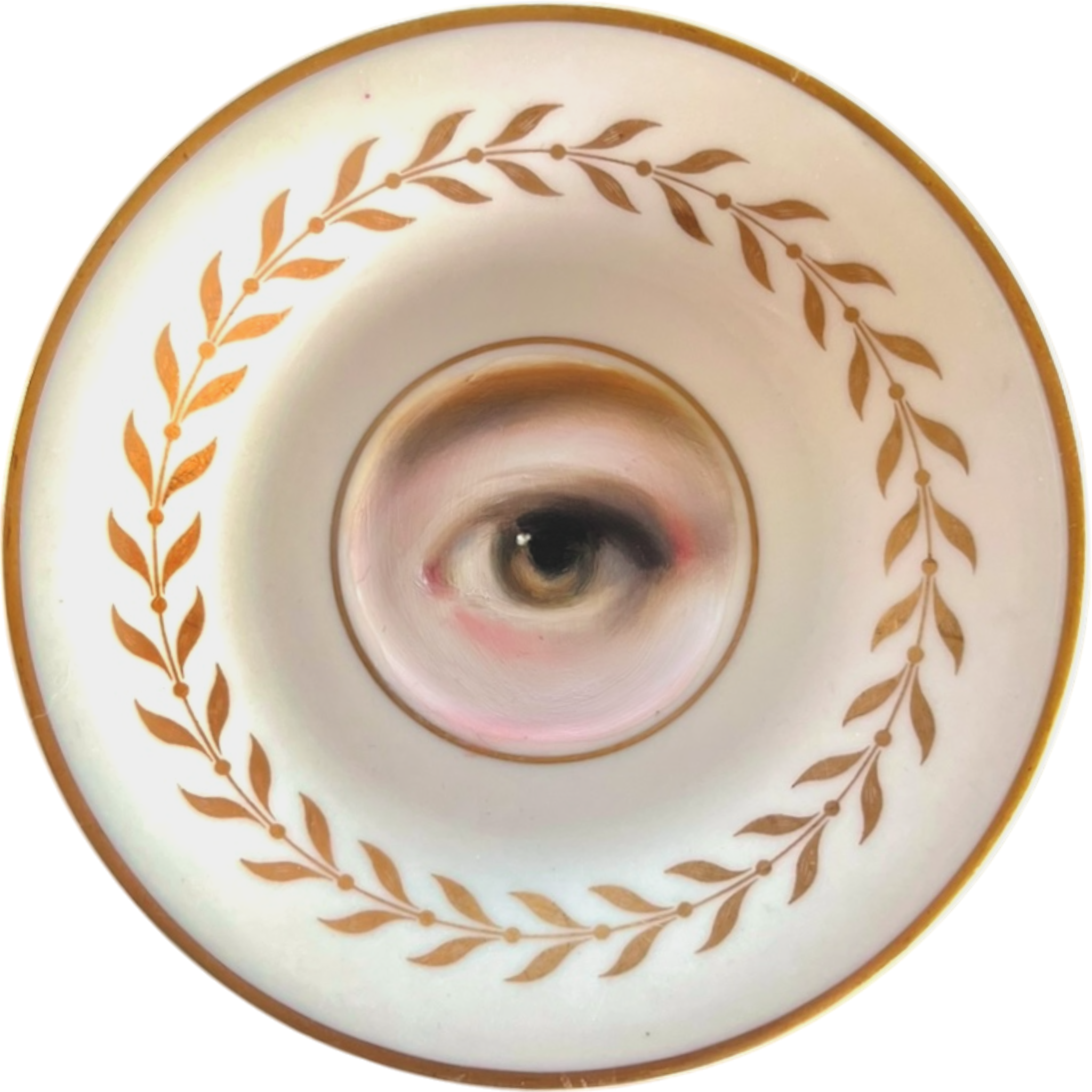 No. 2572 Lover's Eye Painting on a Mini Gilt Foliate Plate