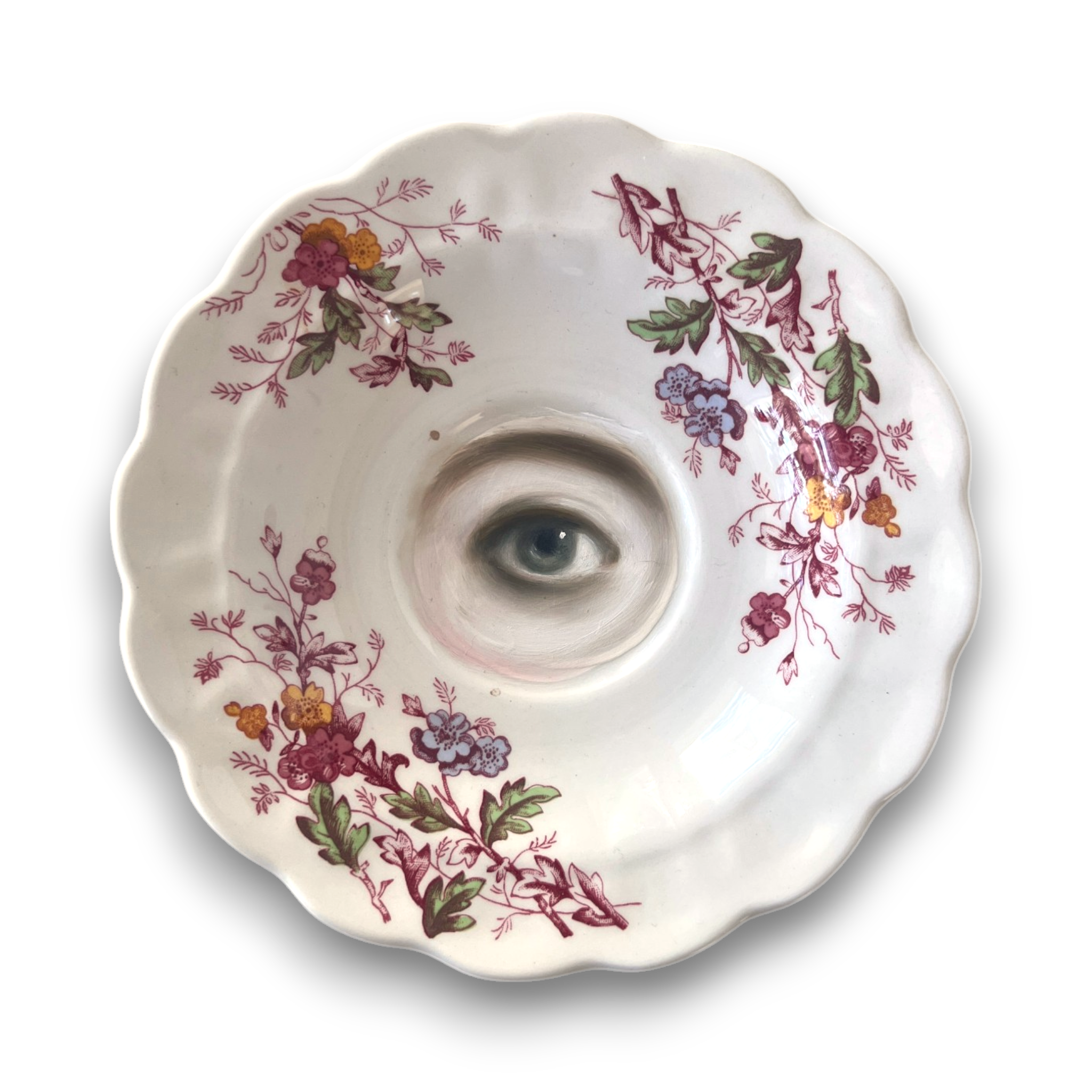 No. 3191 Lover's Eye Painting on a "English Garden" Plate