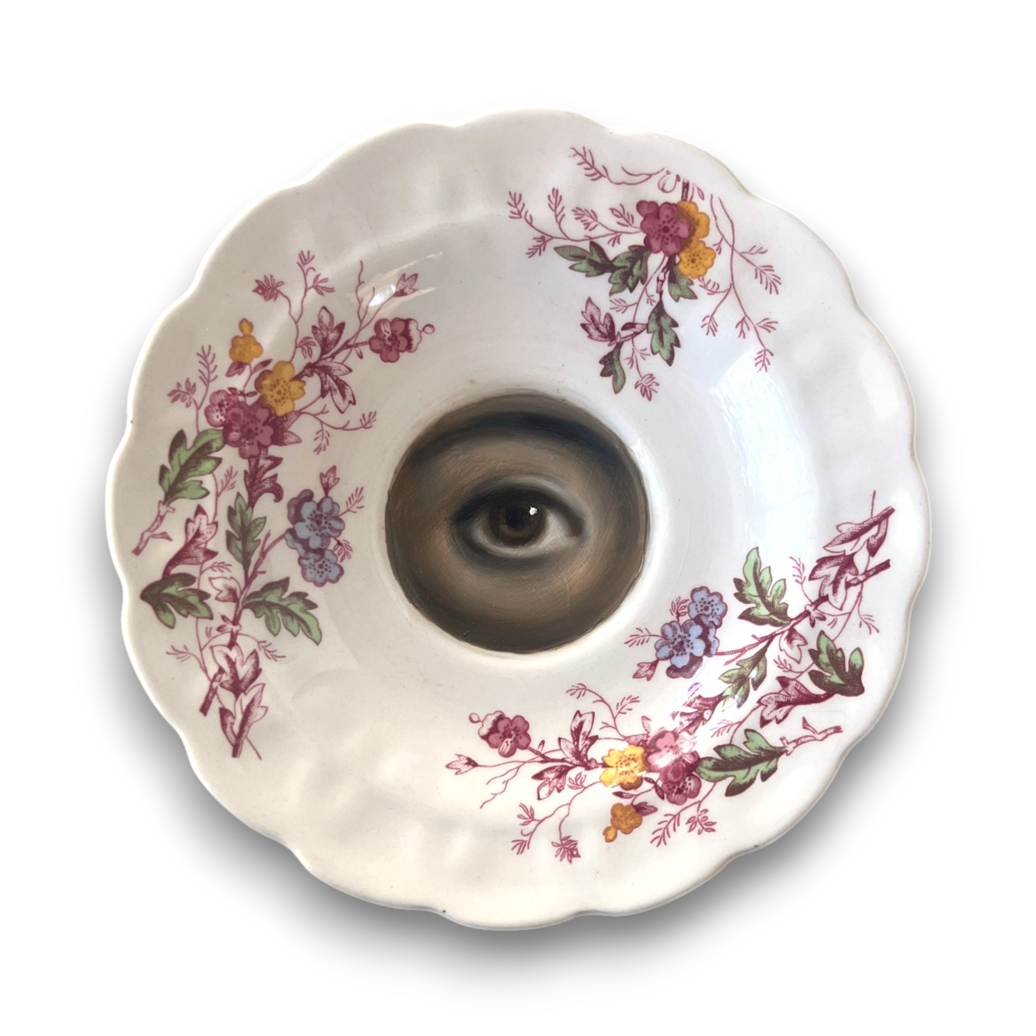 No. 3190 Lover's Eye Painting on a "English Garden" Plate