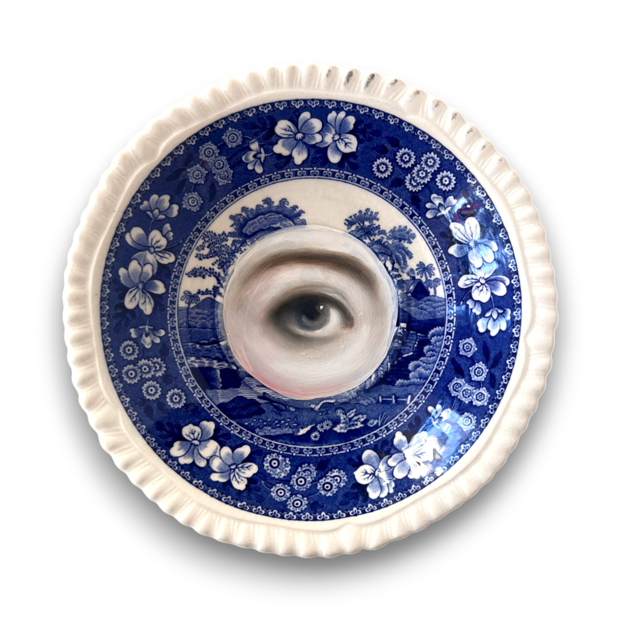 No. 3177 Lover's Eye Painting on an English Copeland "Spode's Tower" Plate