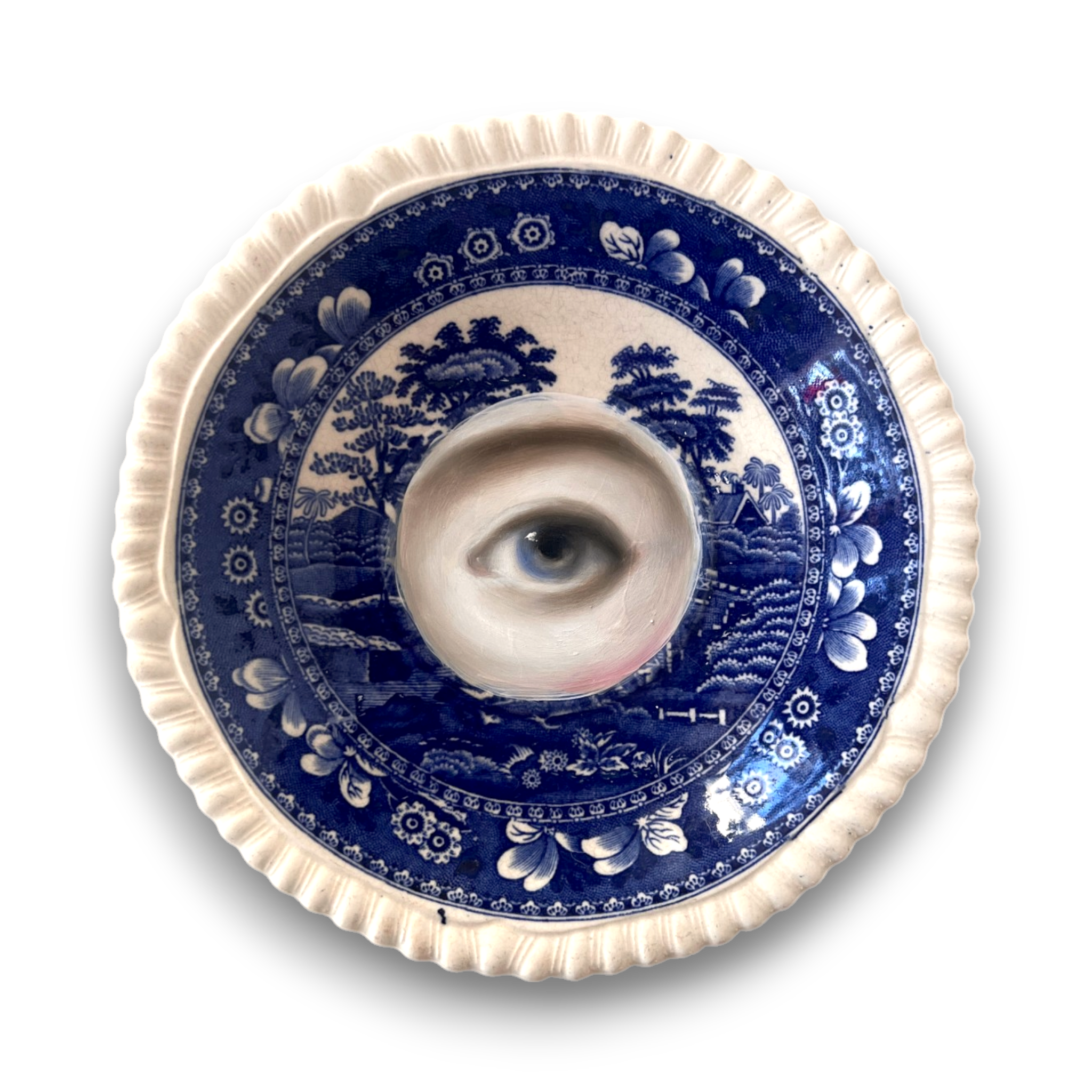 No. 3178 Lover's Eye Painting on an English Copeland "Spode's Tower" Plate