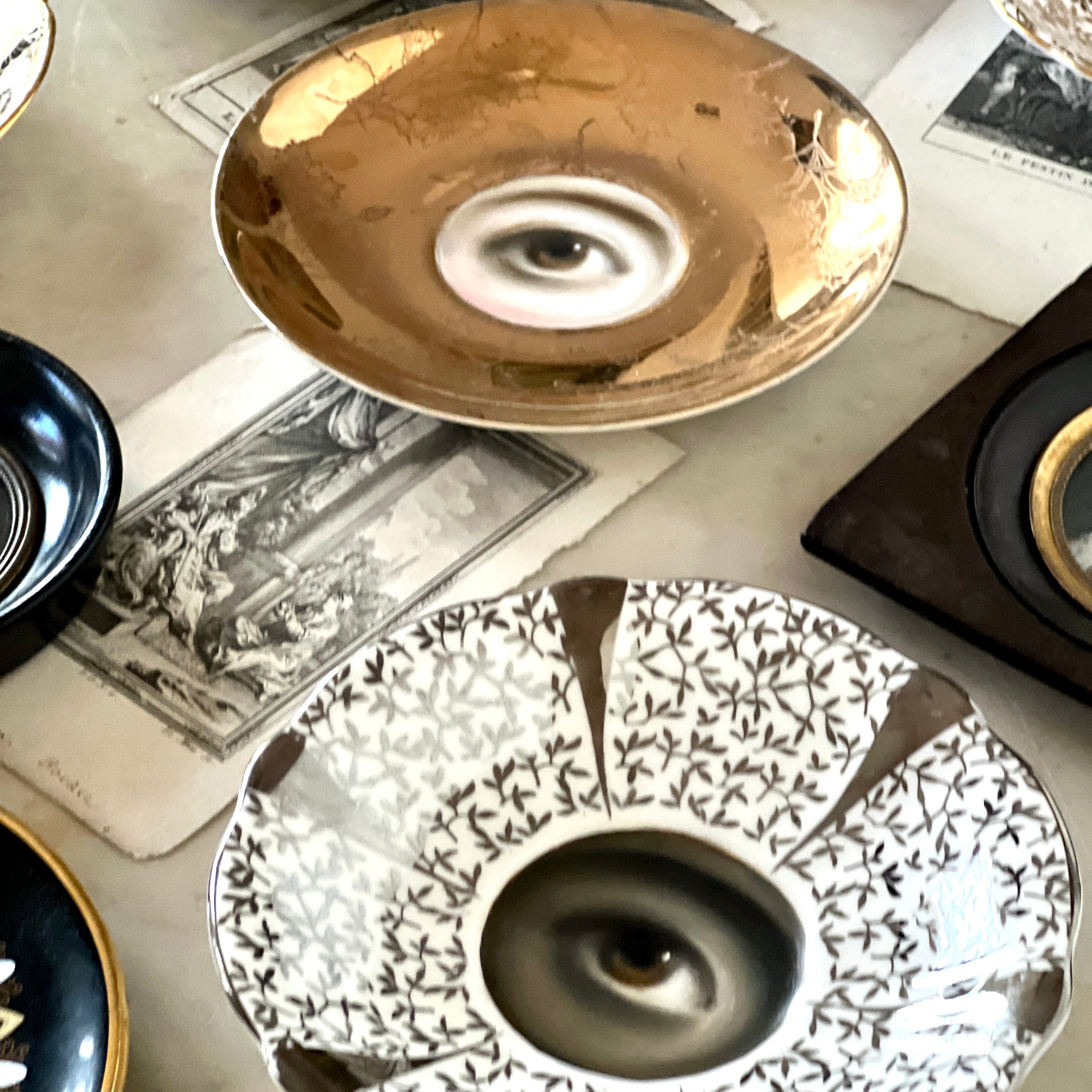 No. 3040 Lover's Eye Painting on a Silver Gilt Foliate Plate