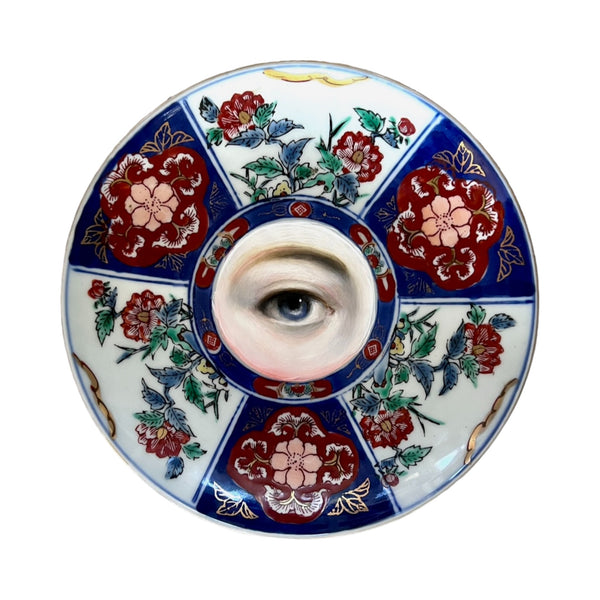 Lover's Eye Painting on a Japanese Imari Plate