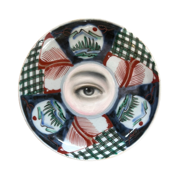 Lover's Eye Painting on a Japanese Imari Dish