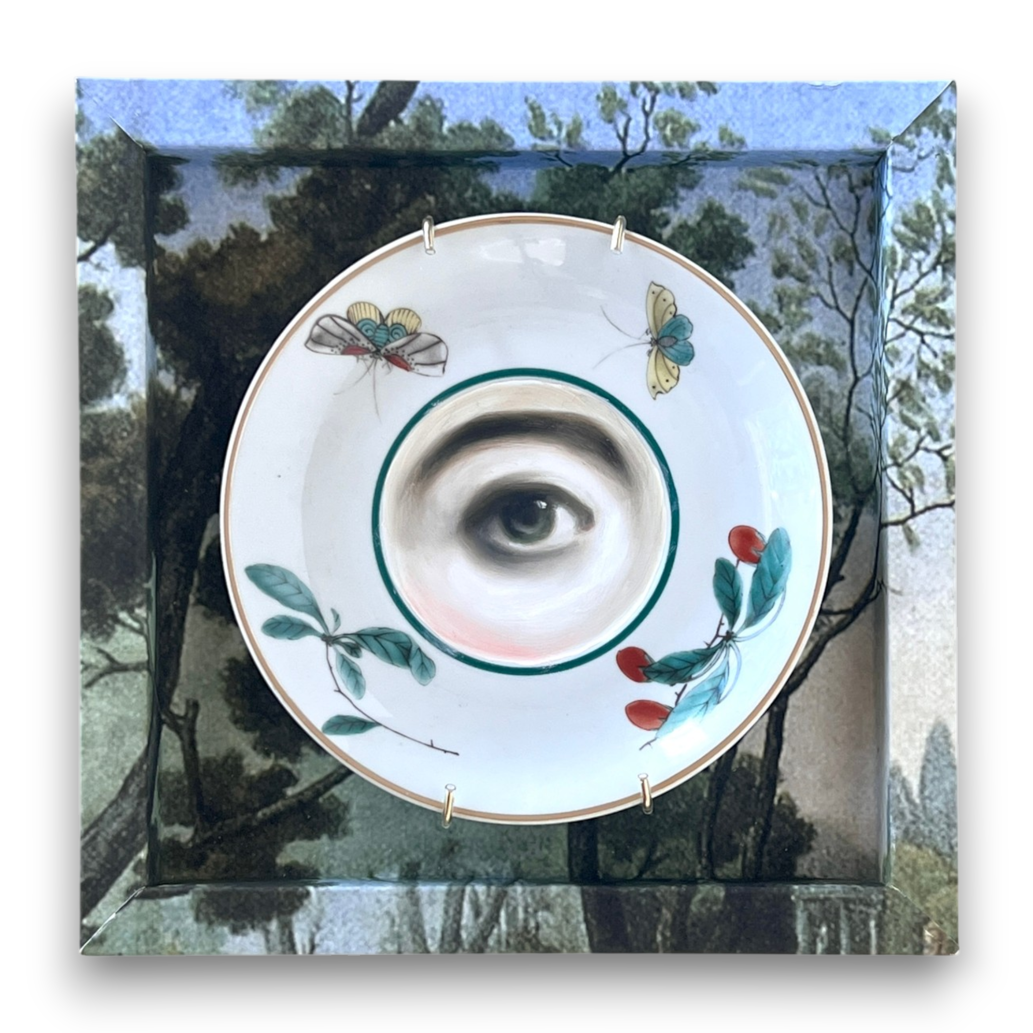 No. 3202 Lover's Eye Painting on a Mottahedeh Chinoiserie Plate