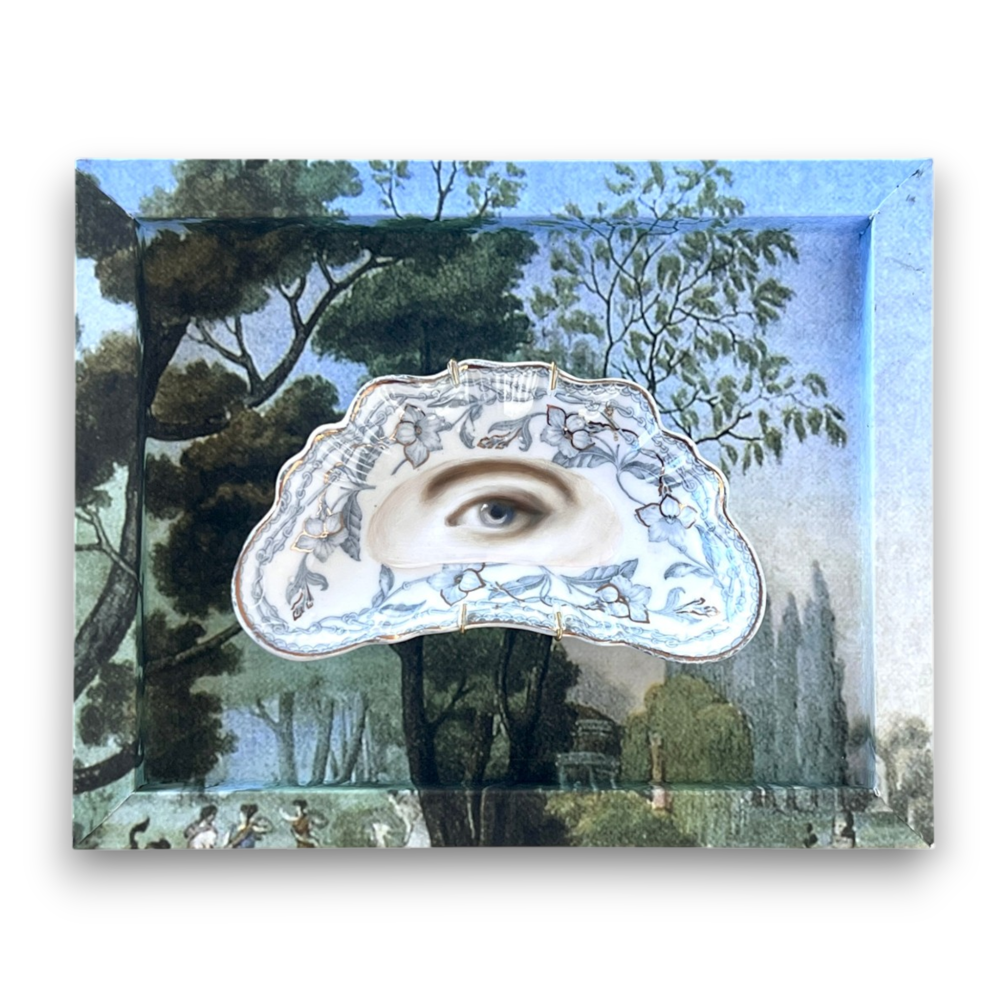 No. 3208 Lover's Eye Painting on an Art Nouveau Fan Plate