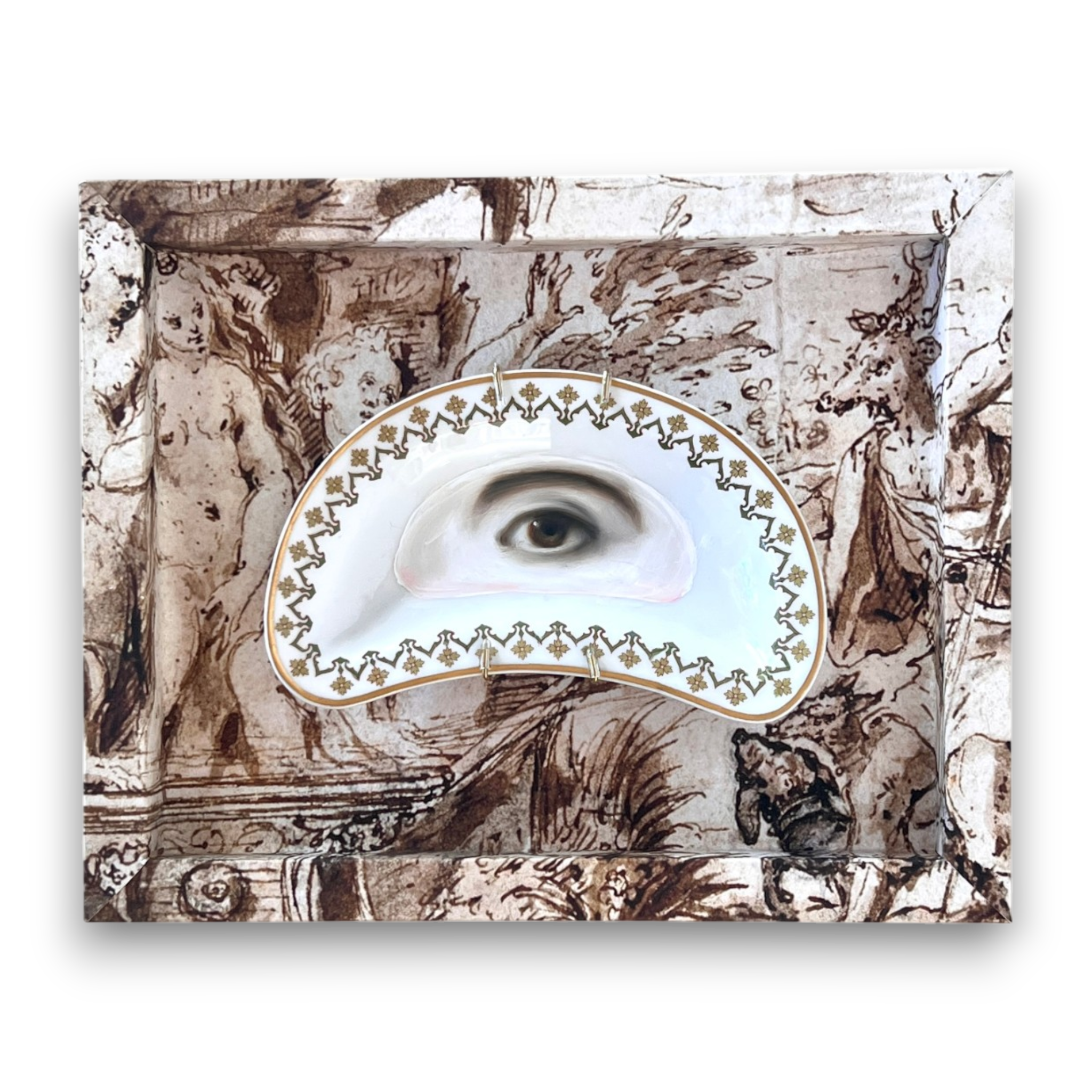 No. 3210 Lover's Eye Painting on a French Limoges Crescent Plate
