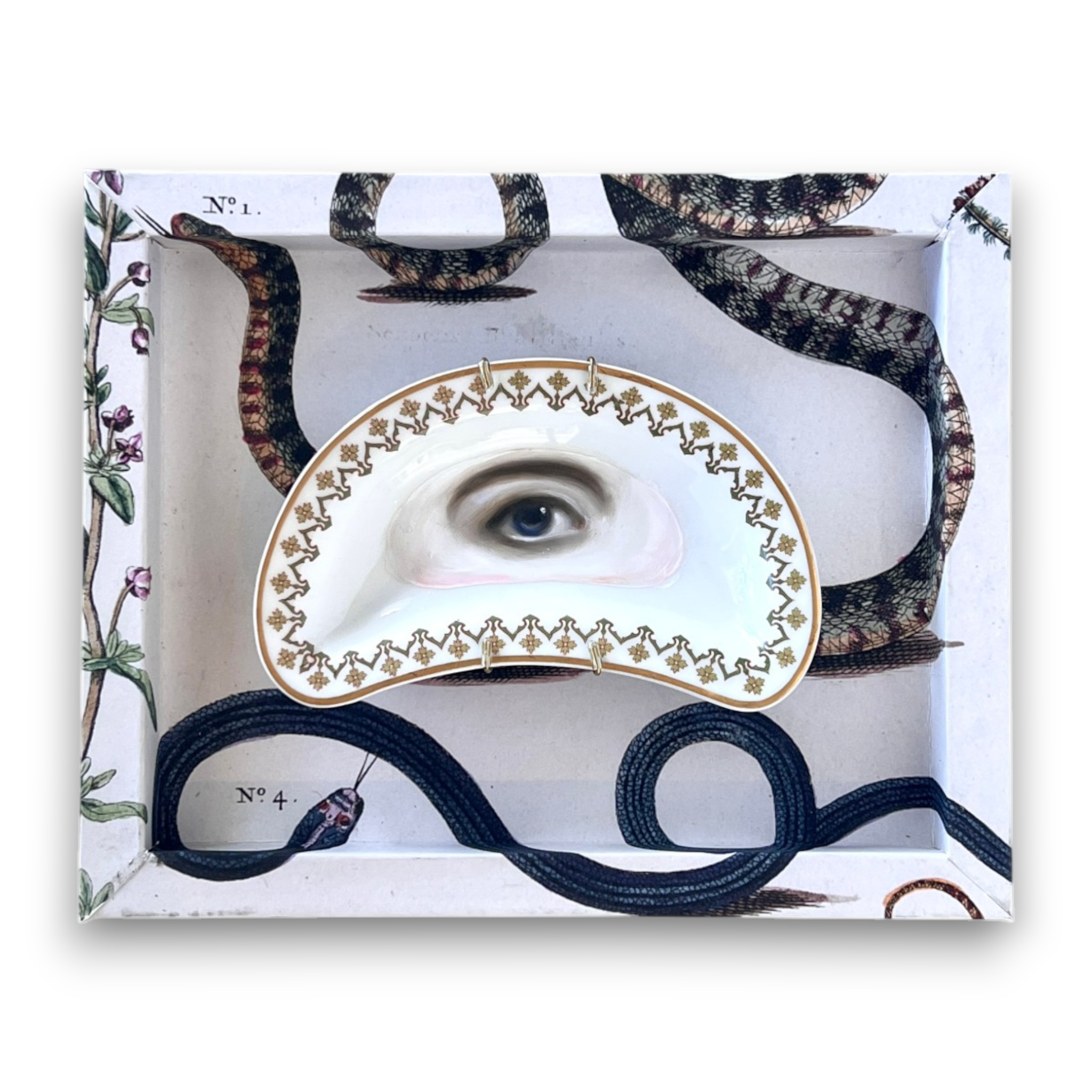 No. 3209 Lover's Eye Painting on a French Limoges Crescent Plate