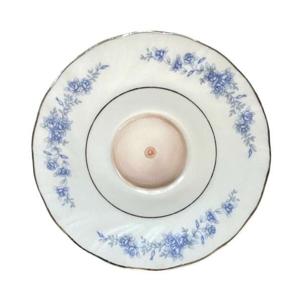 Lover's Breast Painting on a Blue Floral Plate