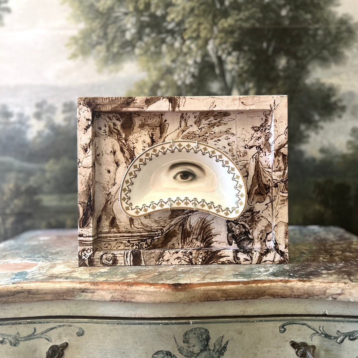 No. 3210 Lover's Eye Painting on a French Limoges Crescent Plate