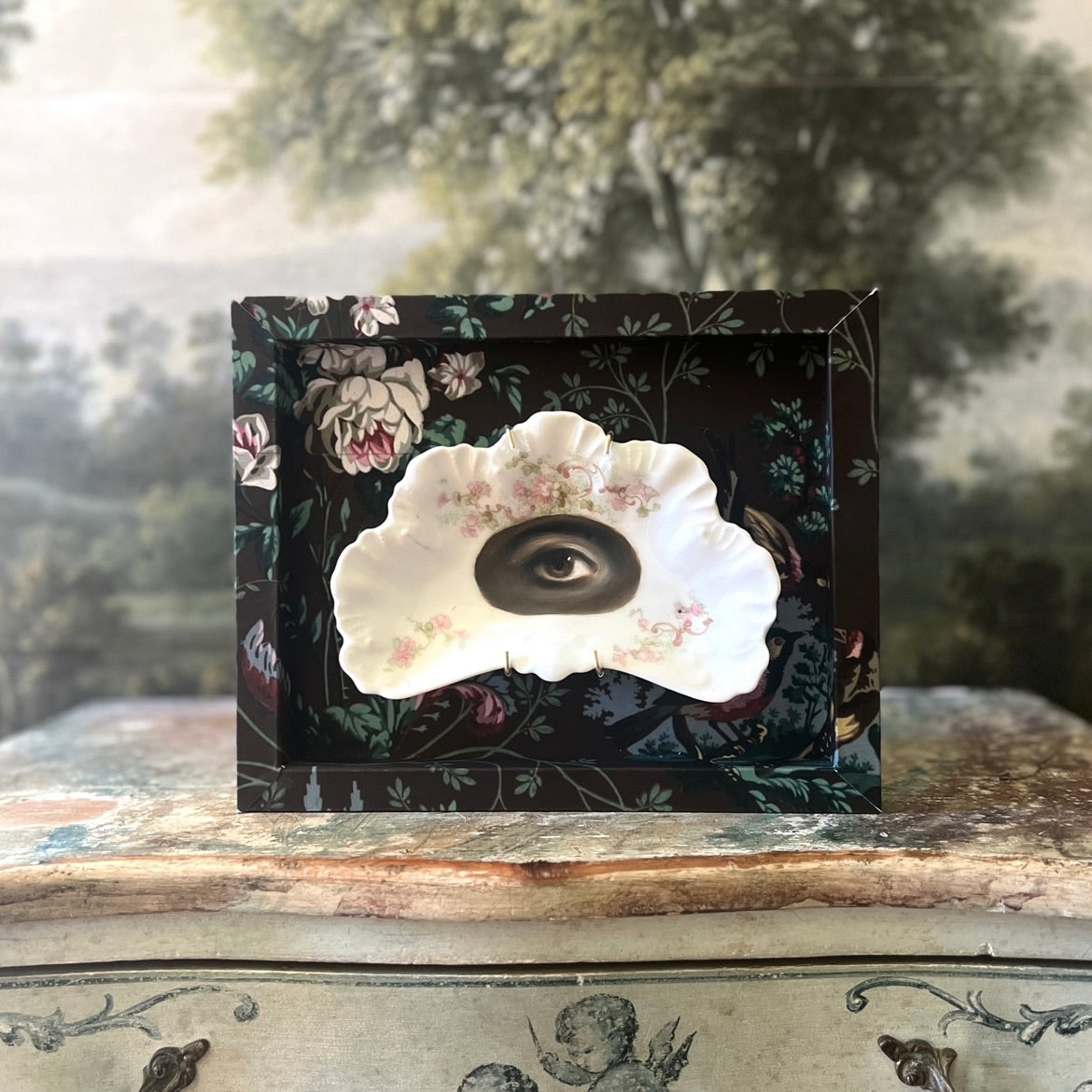 No. 3212 Lover's Eye Painting on a French Limoges Fan Plate