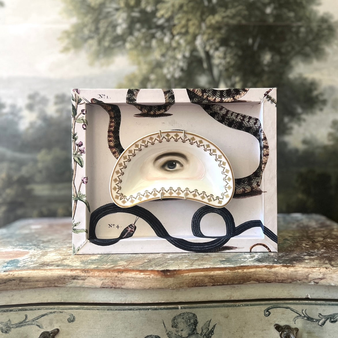 No. 3209 Lover's Eye Painting on a French Limoges Crescent Plate