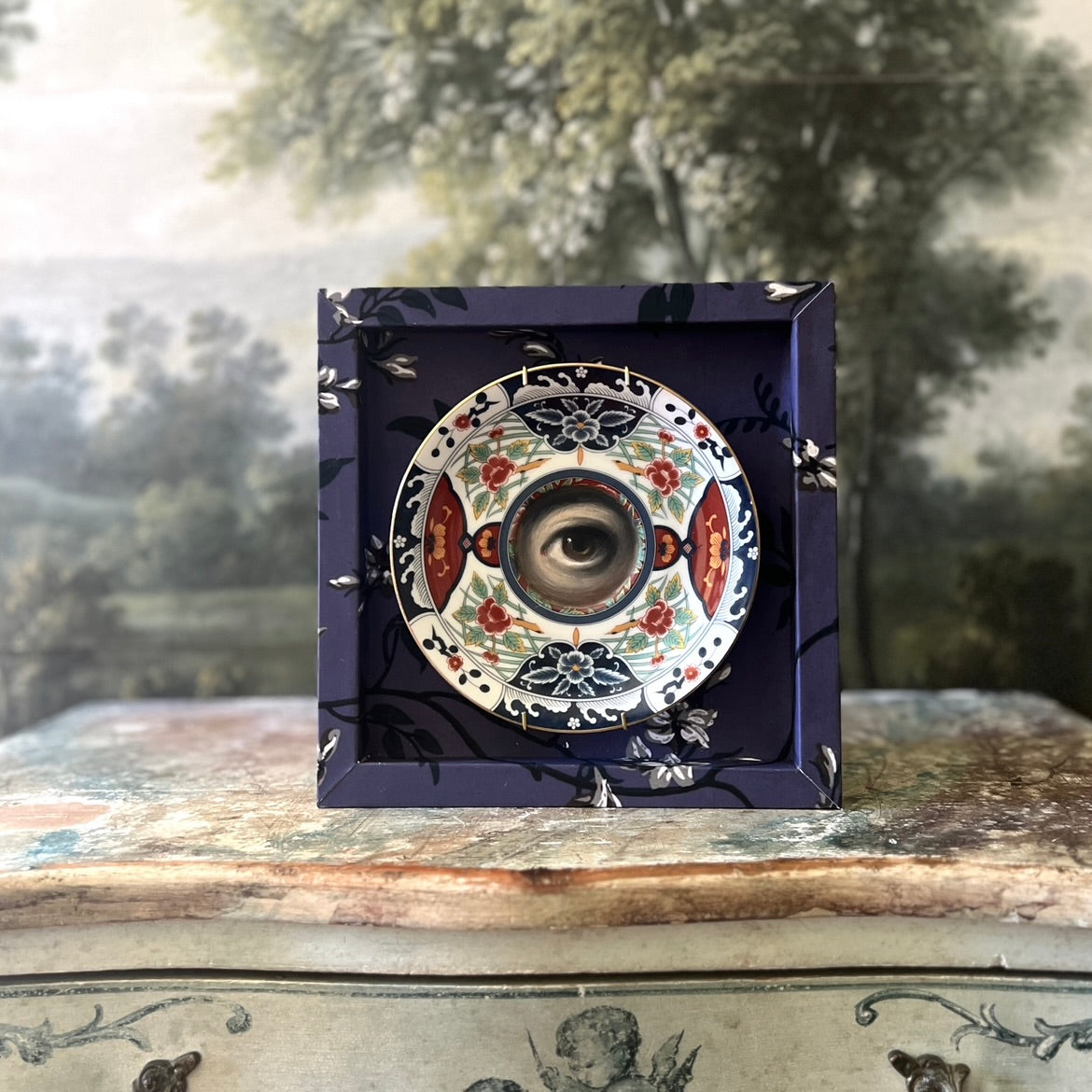 No. 2360 Lover's Eye Painting on a Gump's Imari Plate
