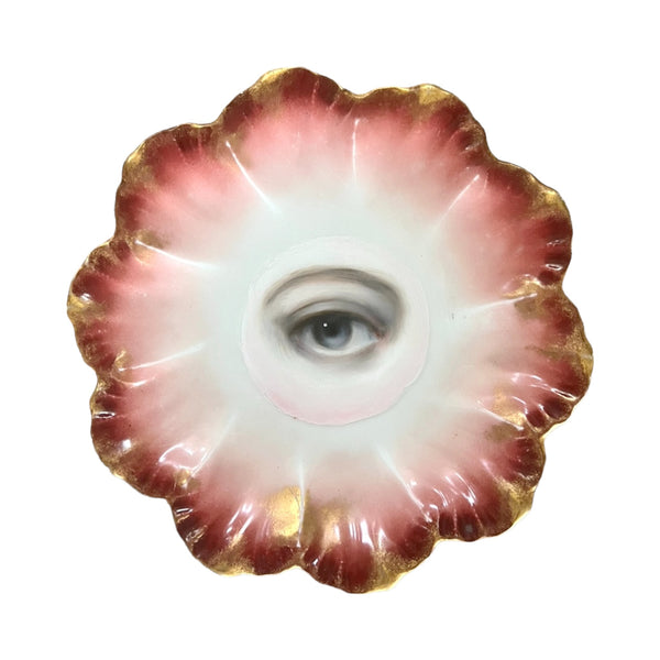 Reserved - Lover's Eye Painting on an Antique Flower Plate