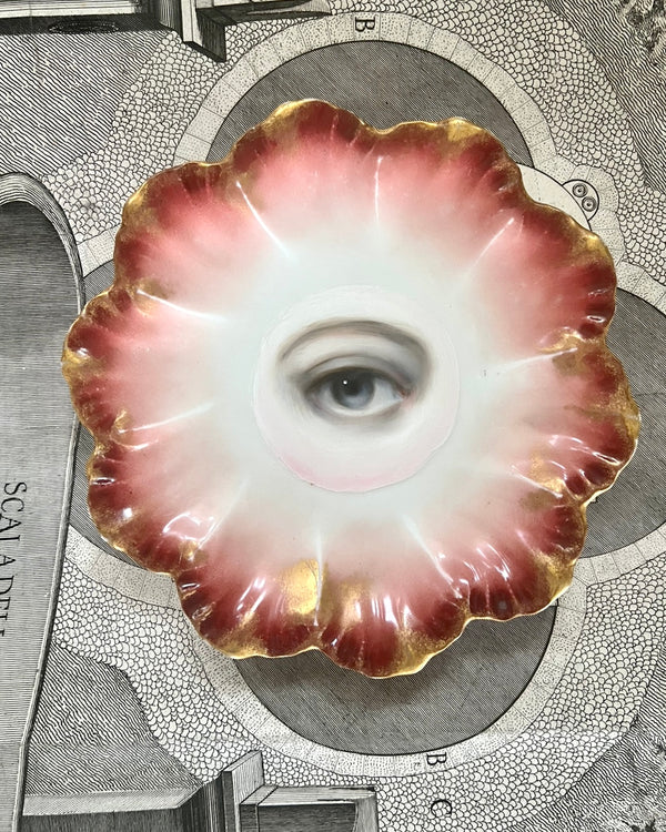 Reserved - Lover's Eye Painting on an Antique Flower Plate
