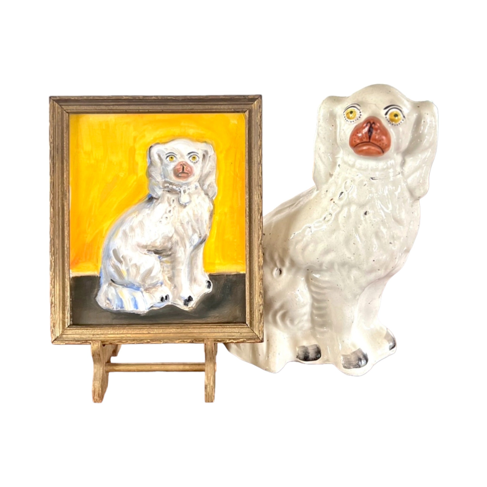 No. 1041 Algernon the White Staffordshire Dog and His Portrait