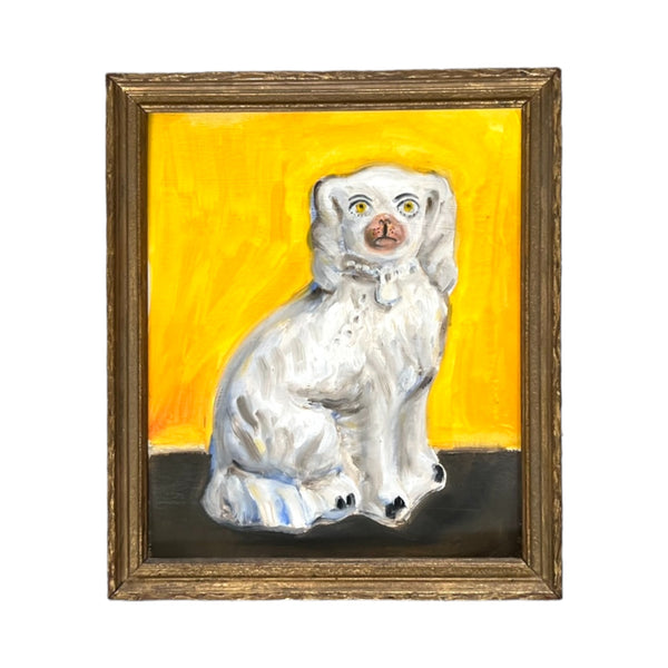 Algernon the White Staffordshire Dog and His Portrait