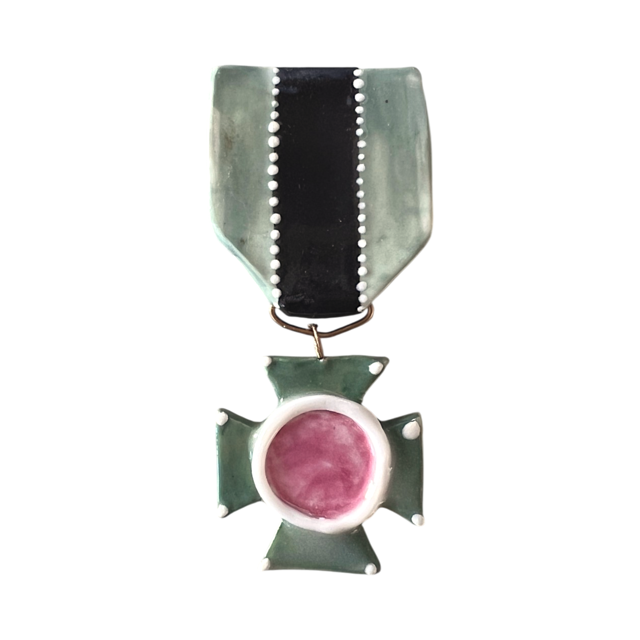 No. 359 Medal - Jade & Rose Maltese Cross