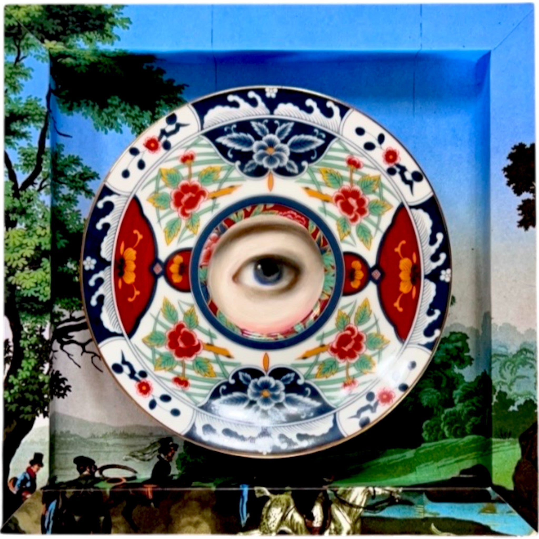 No. 2615 Lover's Eye Painting on a Gump's Chinoiserie Plate