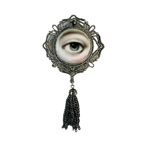 Lover's Eye Silver Tassel Convertible Pendant-Brooch