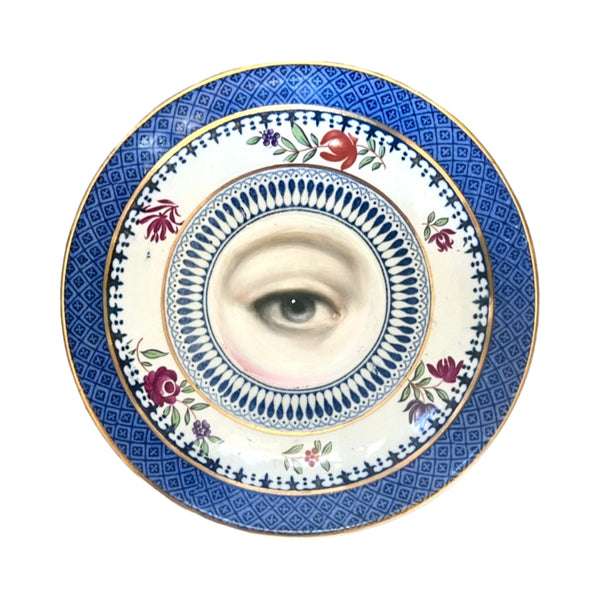 Lover's Eye Painting on an English Lowestoft Border Plate