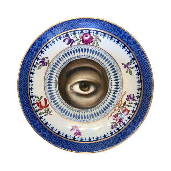 Reserved - Lover's Eye Painting on an English Lowestoft Border Plate