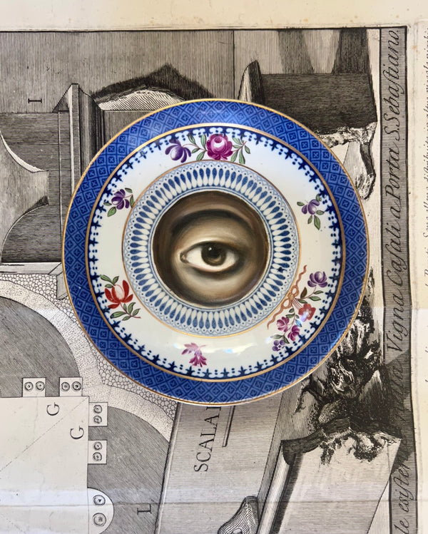 Reserved - Lover's Eye Painting on an English Lowestoft Border Plate