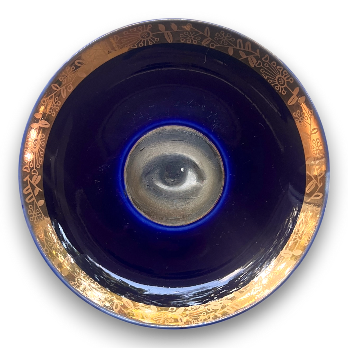 No. 3907 Lover's Eye Painting on a Cobalt Lomonosov Plate