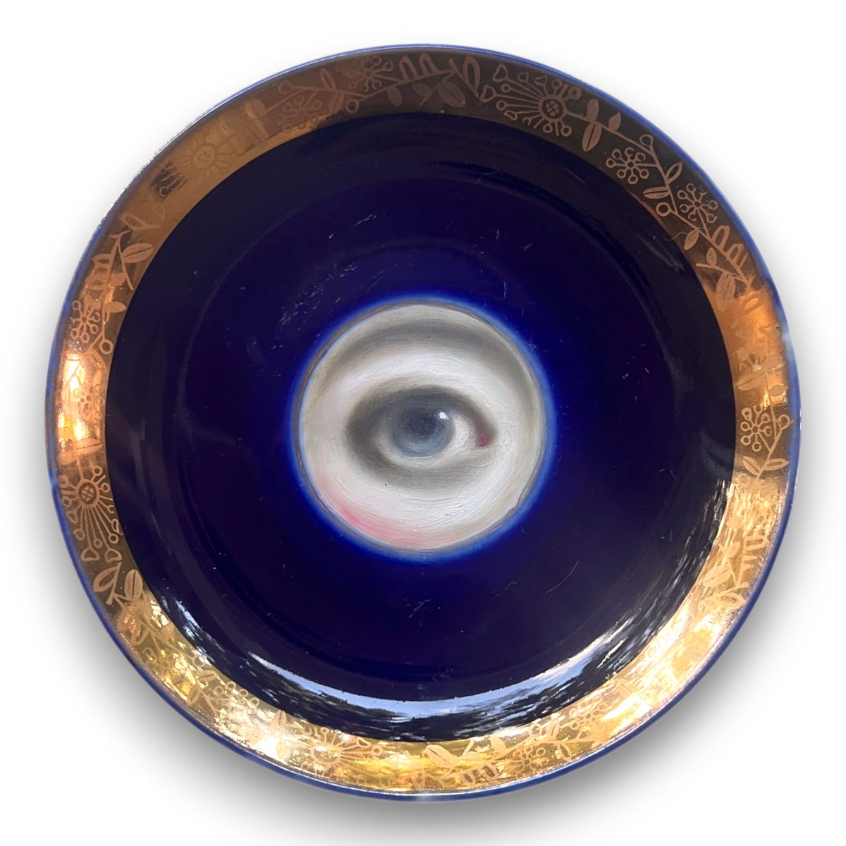 No. 3908 Lover's Eye Painting on a Cobalt Lomonosov Plate
