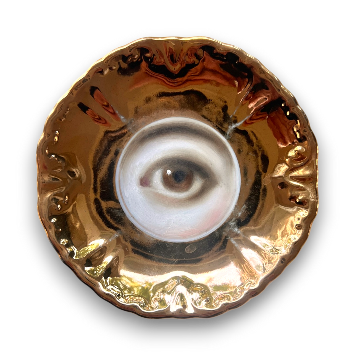 No. 3915 Lover's Eye Painting on a Mini Gold Luster Plate