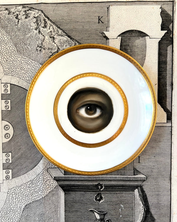 Lover's Eye Painting on a Wedgwood Gilt Border Plate