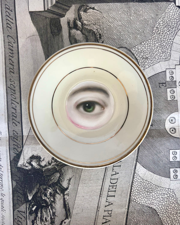 Lover's Eye Painting on a Gilt Border Plate