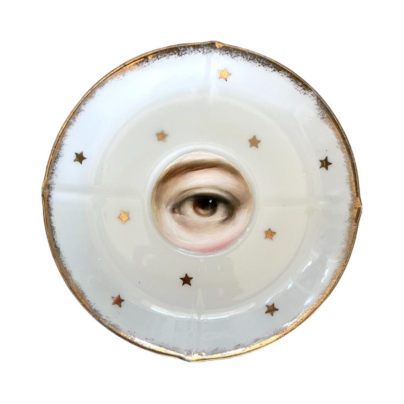 New! - Lover's Eye Painting on a China Plate with Stars