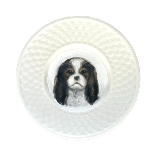 New! - Portrait of Stuart the Cavalier King Charles Spaniel on a White Plate