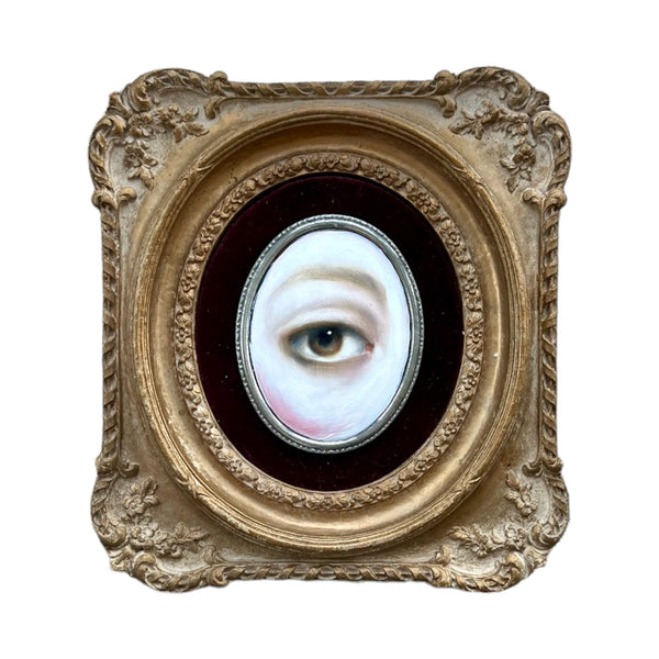 Lover's Eye Painting on a Gold and Velvet Frame