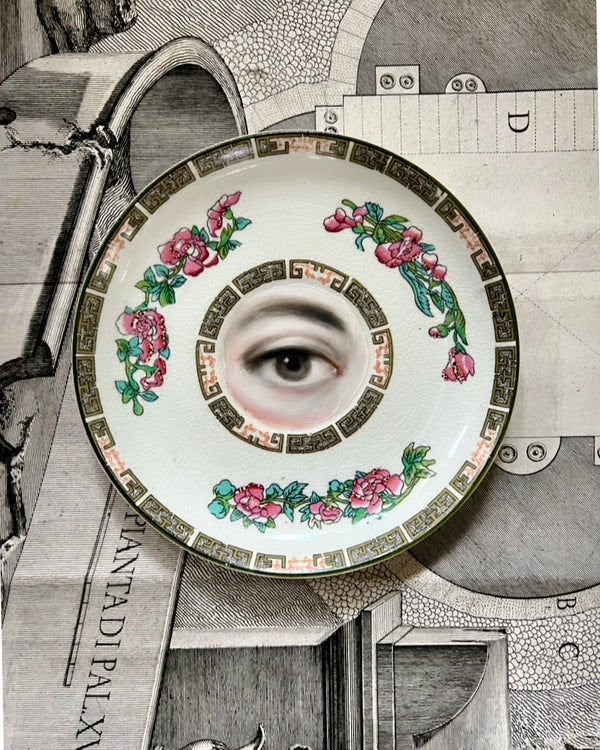 RESERVED FOR GIVEAWAY - New! - Lover's Eye Painting on an Indian Tree Plate
