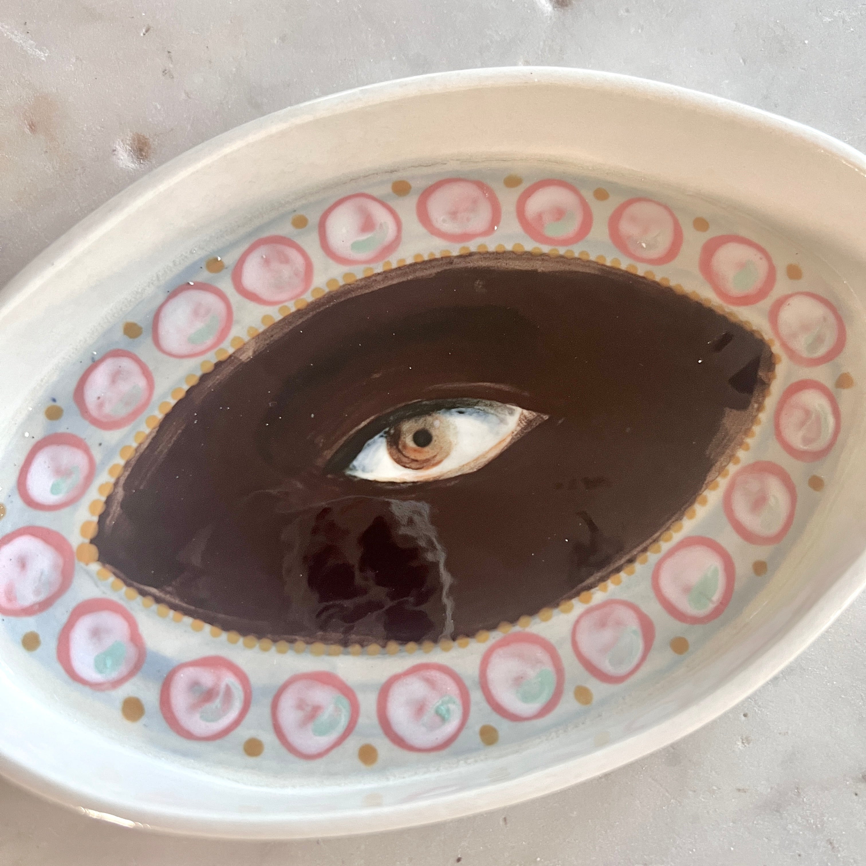 No. 70 Lover's Eye Jewelry Dish - Pink Pearl Navette