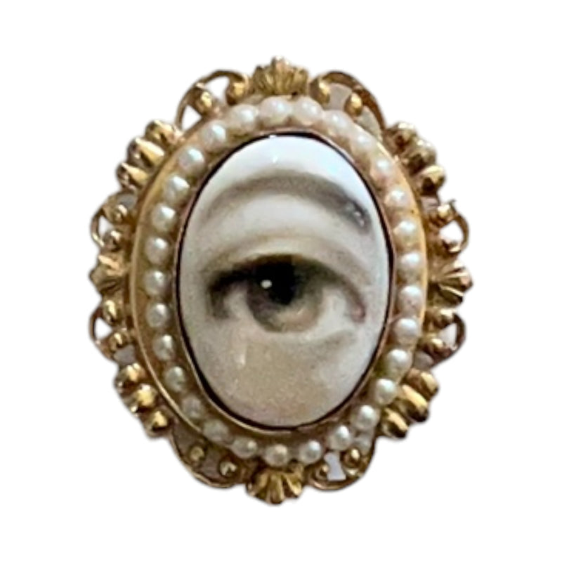 "Nerissa" - Lover's Eye Brooch with Faux Pearl Setting