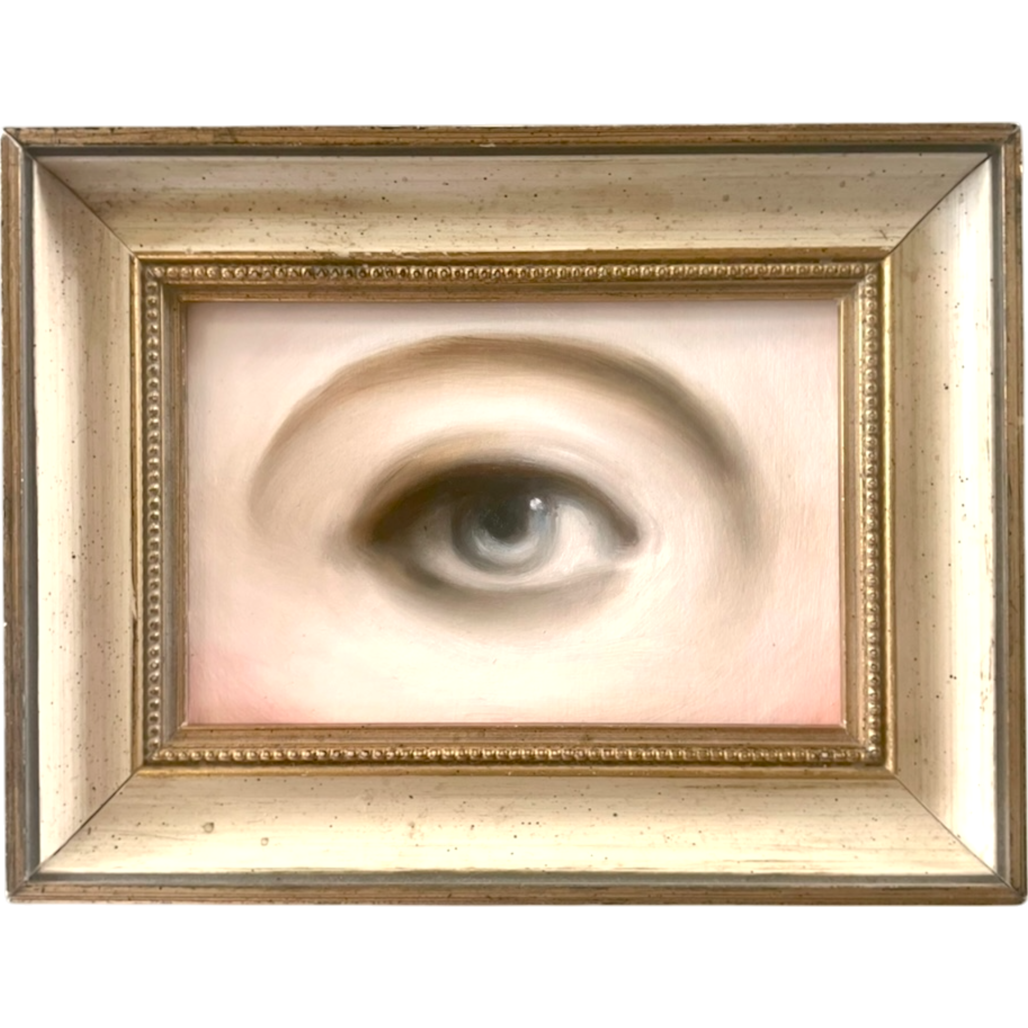 No. 2641 Lover's Eye Painting in a White & Gold Wood Frame