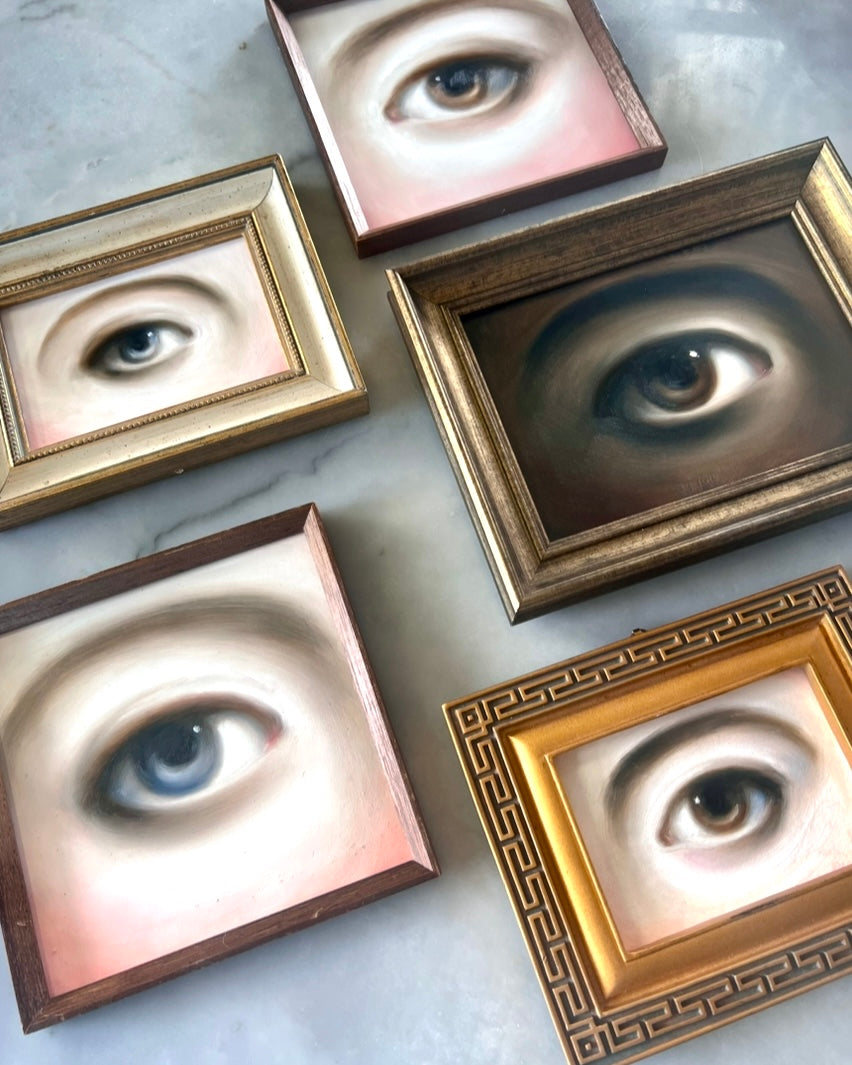 No. 2641 Lover's Eye Painting in a White & Gold Wood Frame