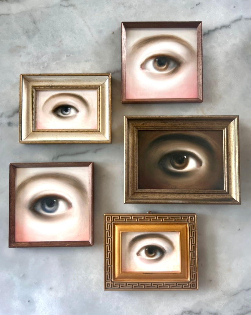 No. 2641 Lover's Eye Painting in a White & Gold Wood Frame