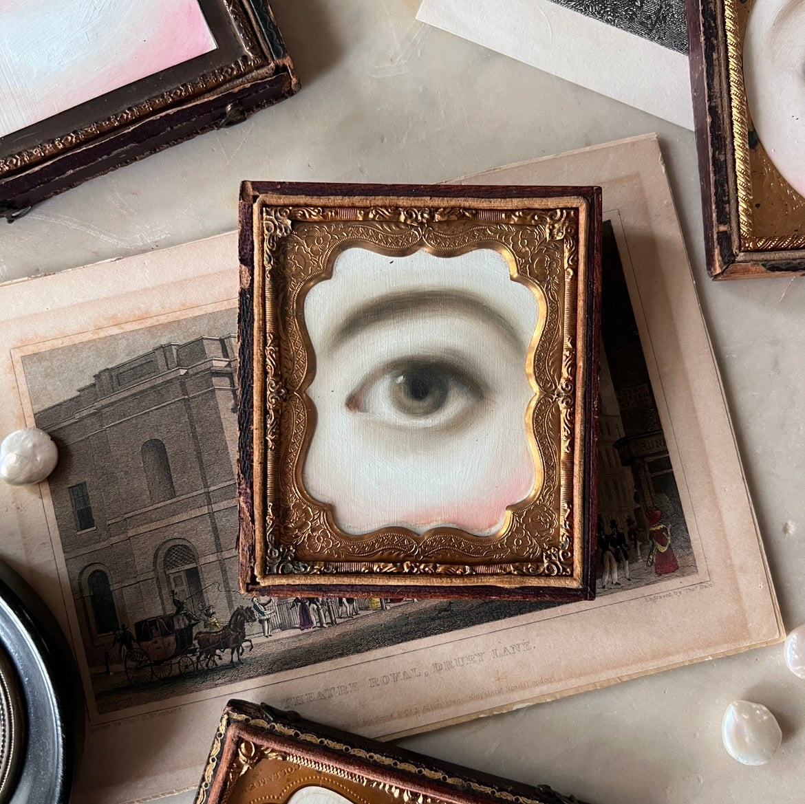 No. 3275 Lover's Eye Painting in an Antique Daguerreotype Case