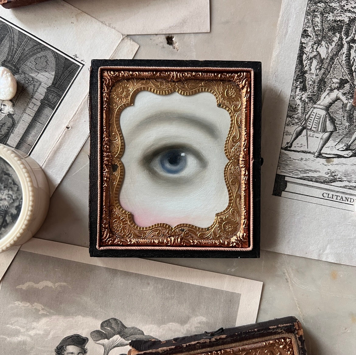No. 3278 Lover's Eye Painting in an Antique Daguerreotype Case