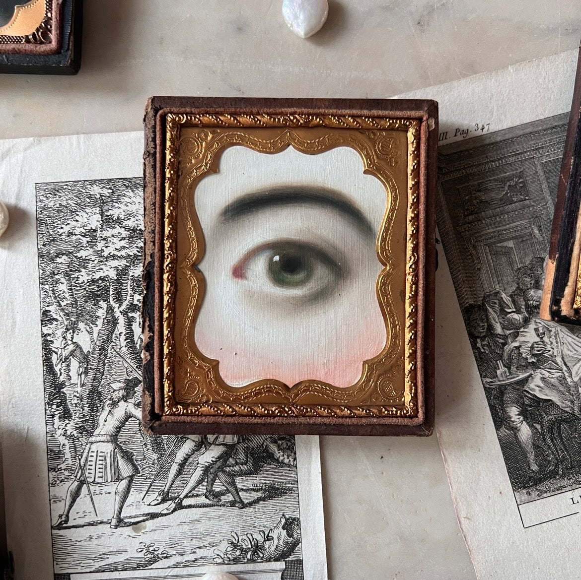 No. 3276 Lover's Eye Painting in an Antique Daguerreotype Case
