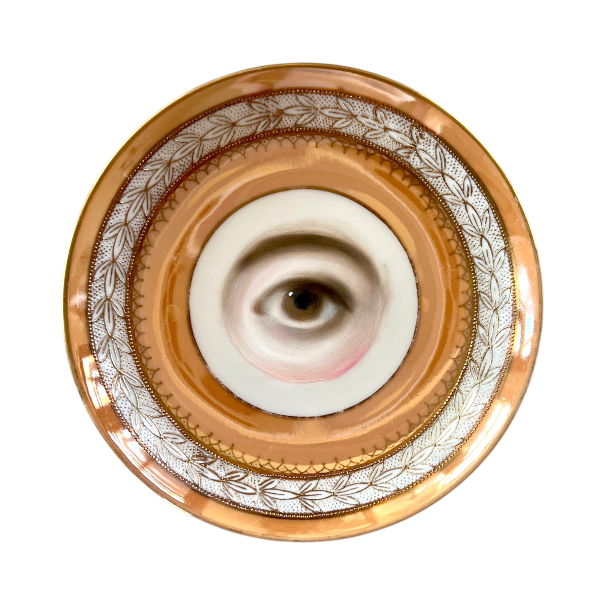 No. 3290 Lover's Eye Painting on a Pale Orange Luster Plate