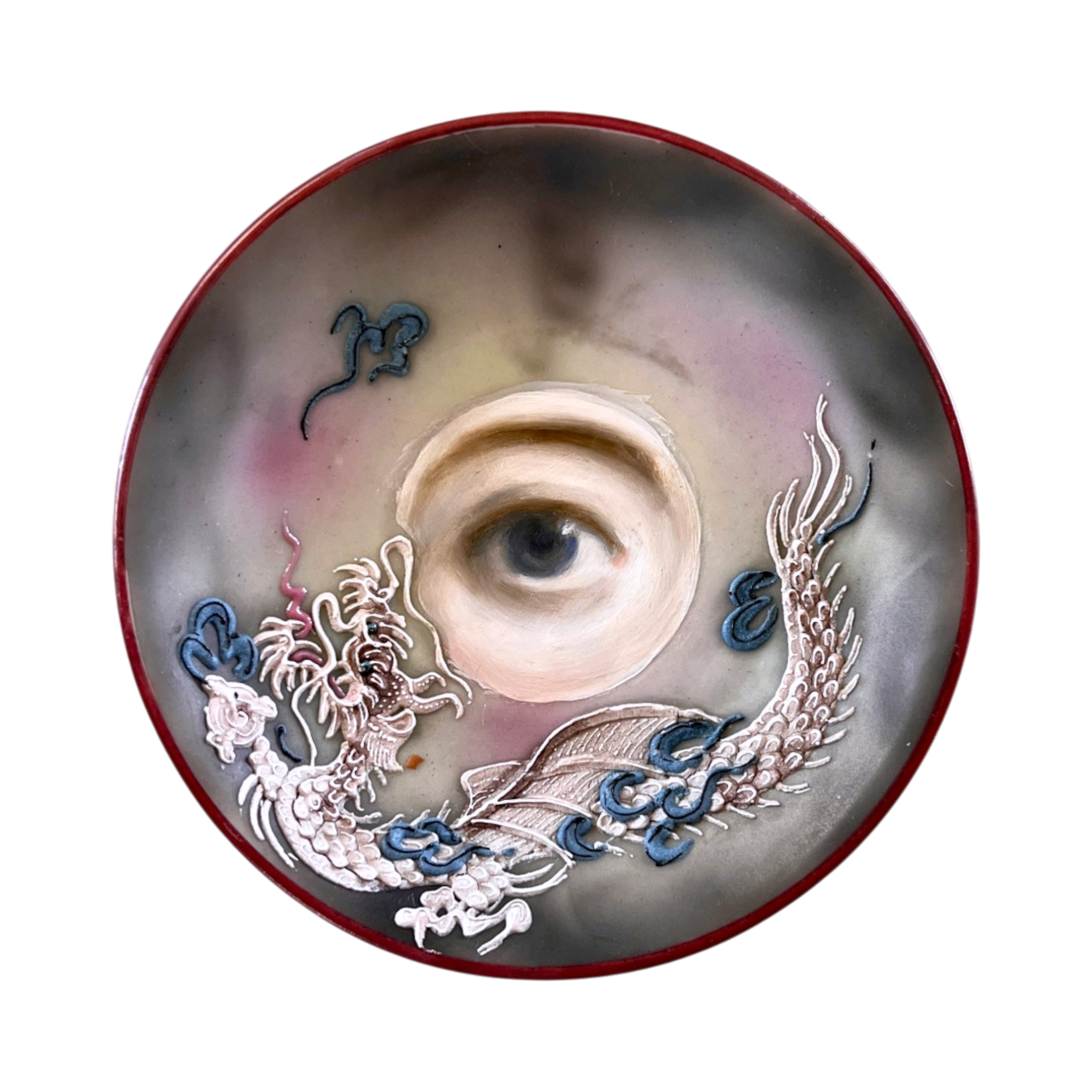 No. 3323 Lover's Eye Painting on a Japanese Dragonware Plate